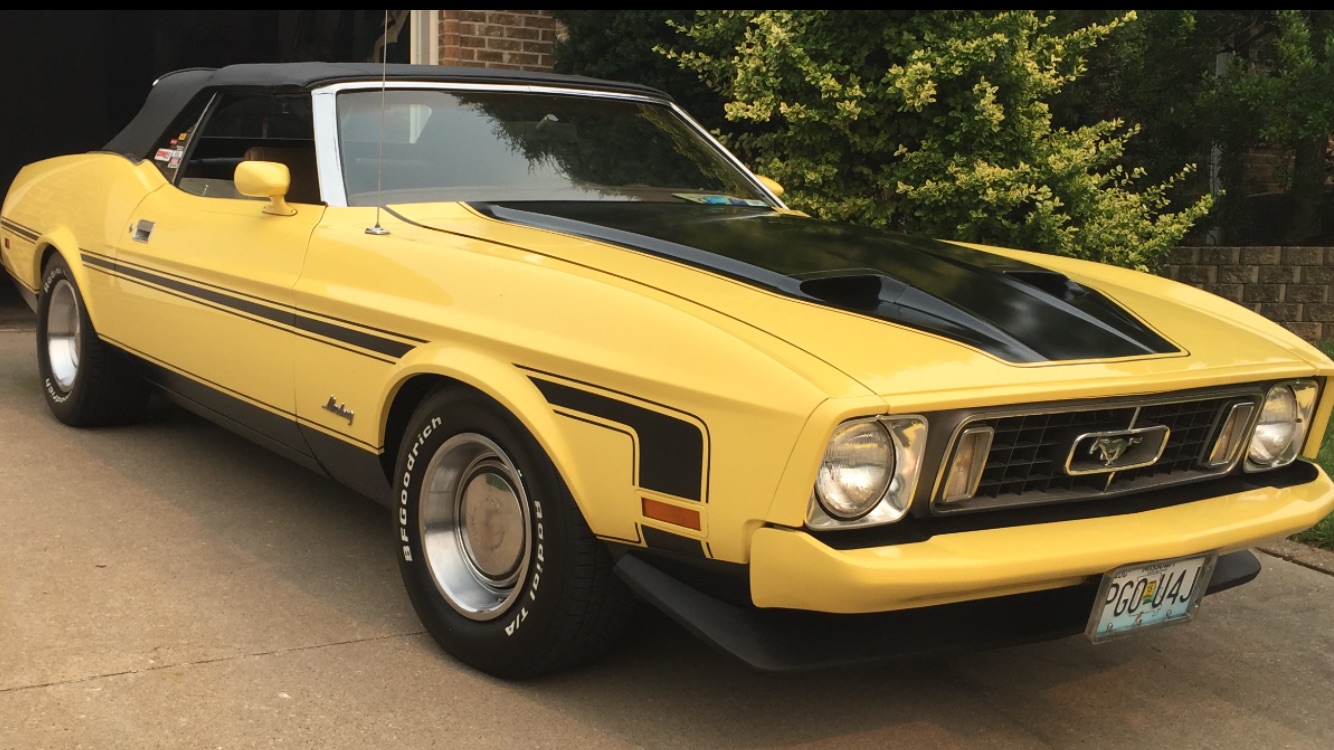 1973 Yellow Mustang Convertible 351 Cleveland Lowered 25 325 Posi