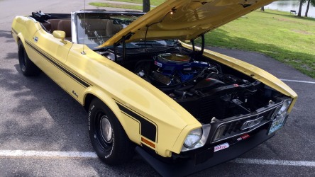 1973 yellow mustang convertible 351 Cleveland lowered 2.5" 3:25 posi  