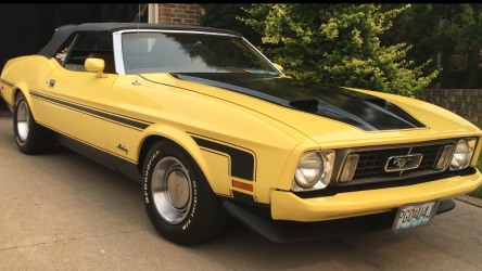 1973 yellow mustang convertible 351 Cleveland lowered 2.5
