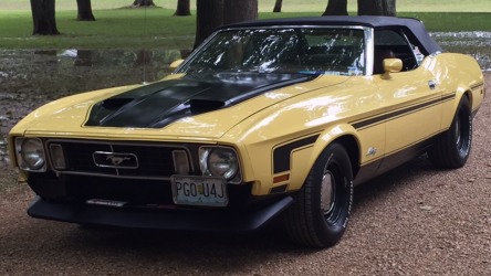1973 yellow mustang convertible 351 Cleveland lowered 2.5